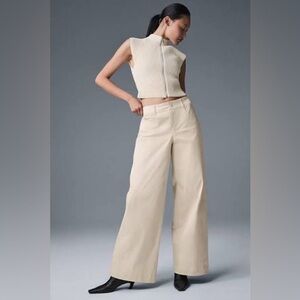 Alo Yoga Wanderlust Wide Leg Trouser Oat Milk Size XS BNWT